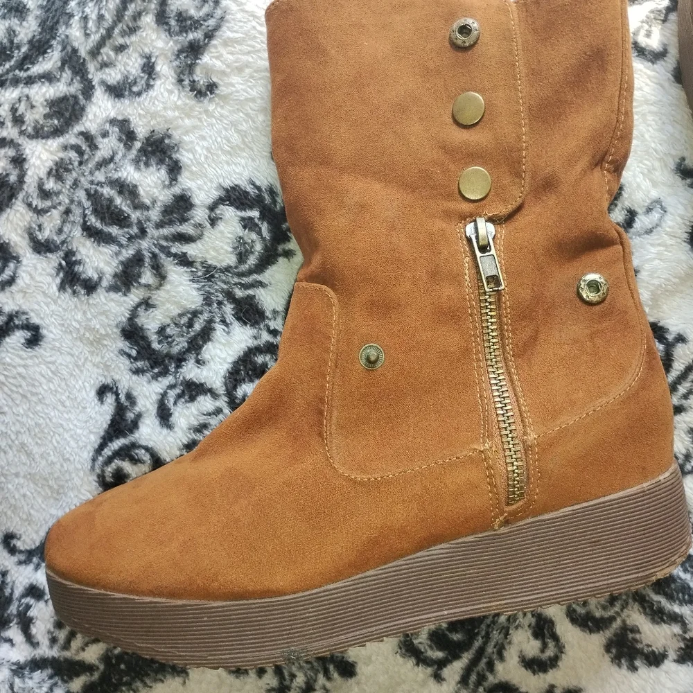 Joe boxer Women's Vintage Tan Suede Ankle Boots, Excellent Condition Sz 7 - Picture 15 of 16